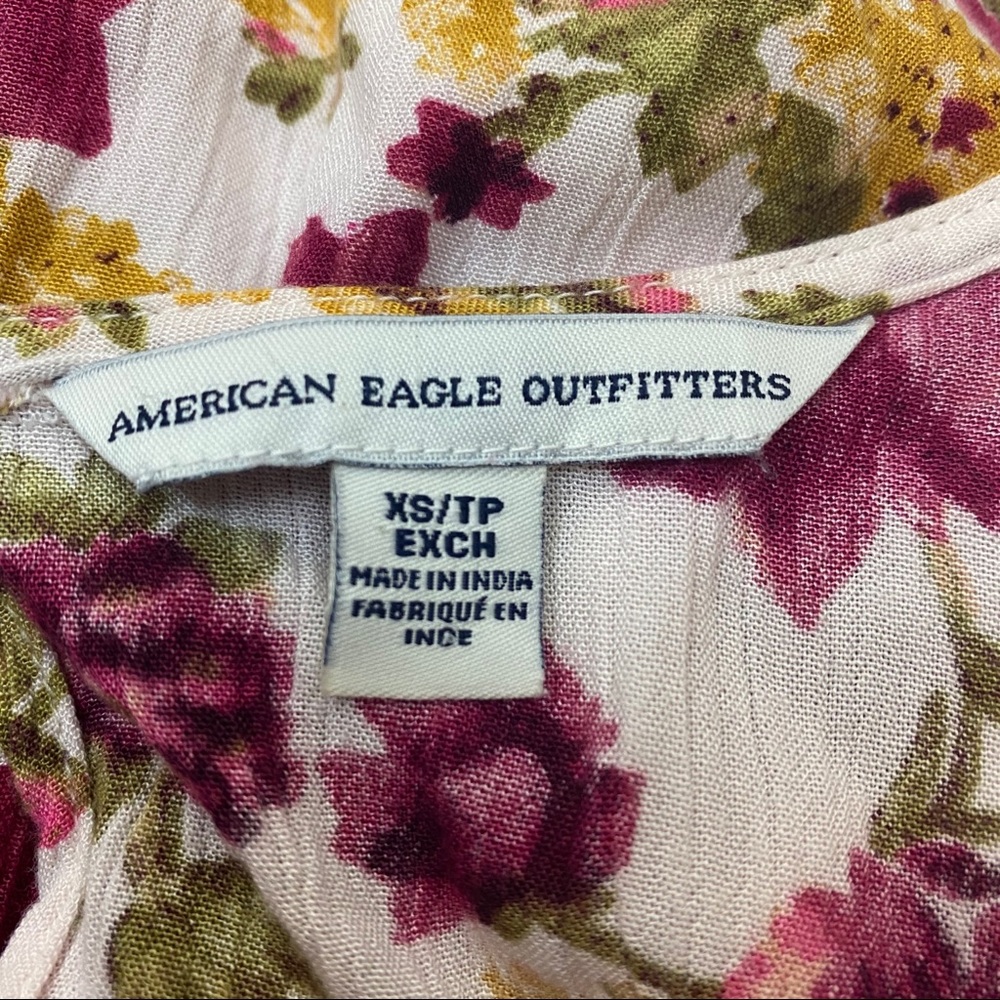 American Eagle AEO White Pink Floral Romper XS - Picture 13 of 14